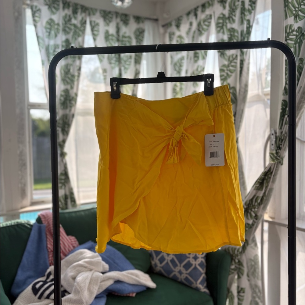 Zac & Rachel Yellow Wrap Mini Skort with Tie Front